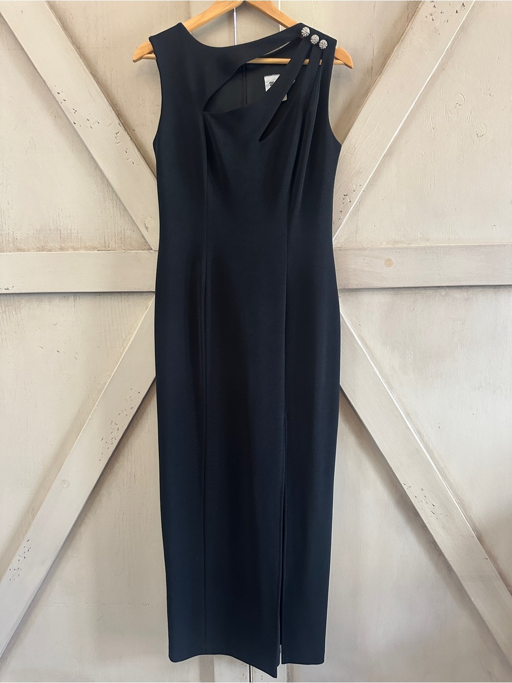 Susan Roselli for Vijack Black Rhinestone Cutout Sheath Formal Dress Size 10